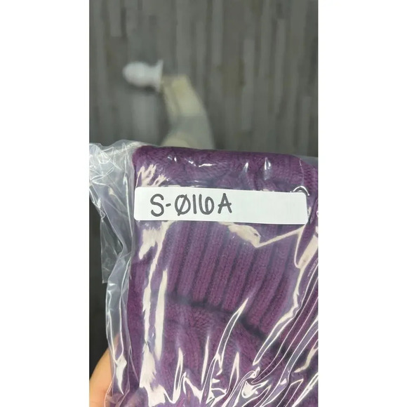 Talbots Women's Size XS Cable Knit Cowl Neck Cape Poncho Purple‎ - Picture 5 of 5